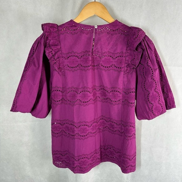 Sezane Elsa Embroidered Eyelet Top Size 36 US 4 Small - Picture 2 of 9